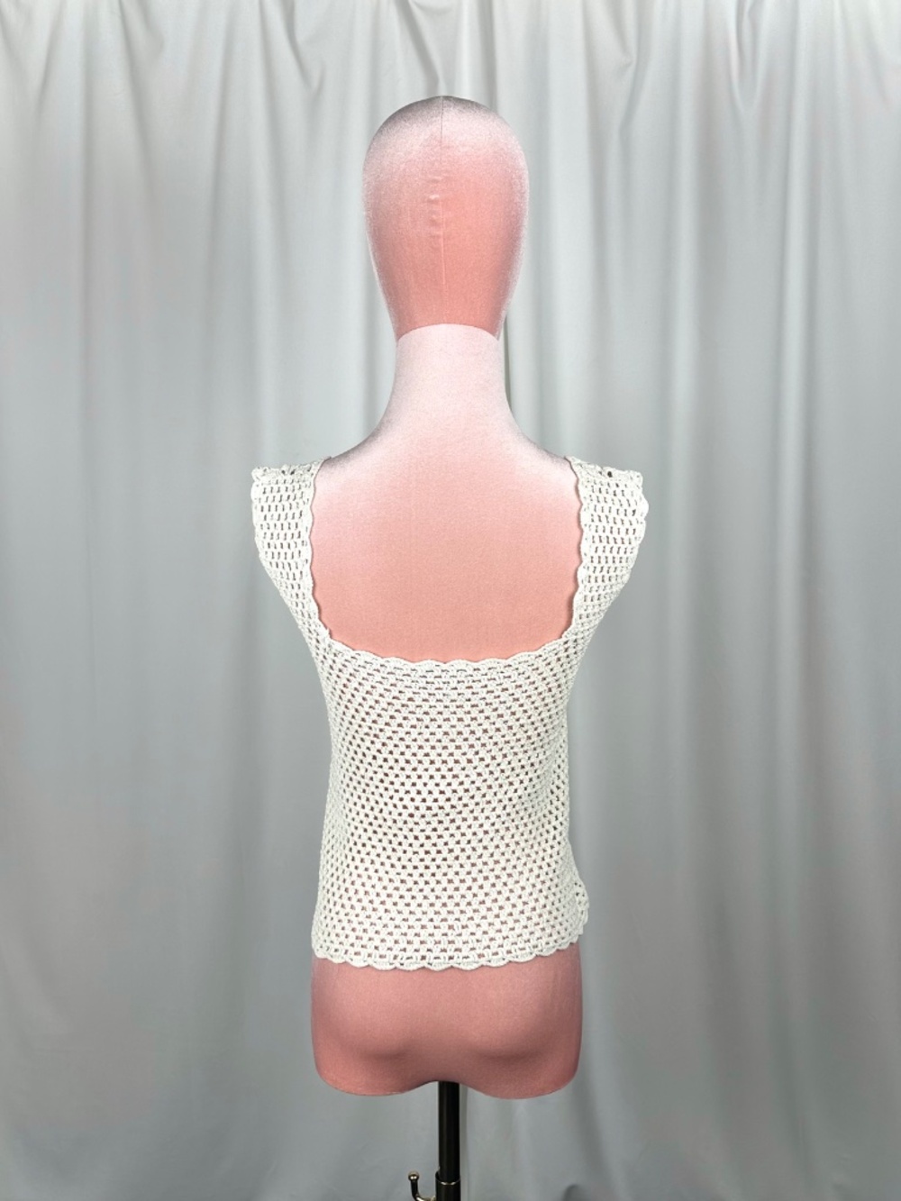 Vintage Handmade Cream Crochet Tank Top Boho Festival Cottagecore XS - Picture 8 of 16